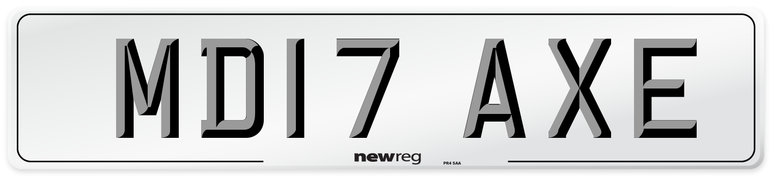 MD17 AXE Number Plate from New Reg